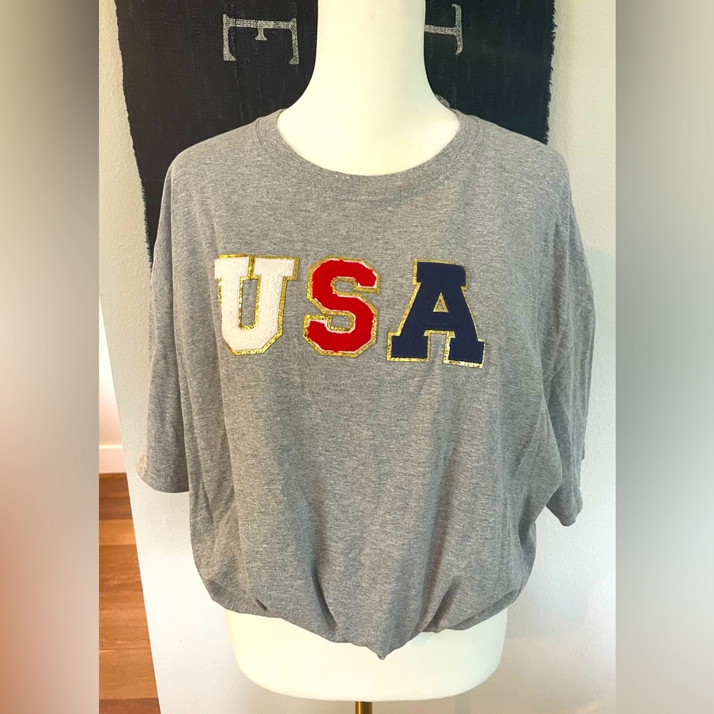 USA 🇺🇸 Chenille Letter Patch T-Shirt XL